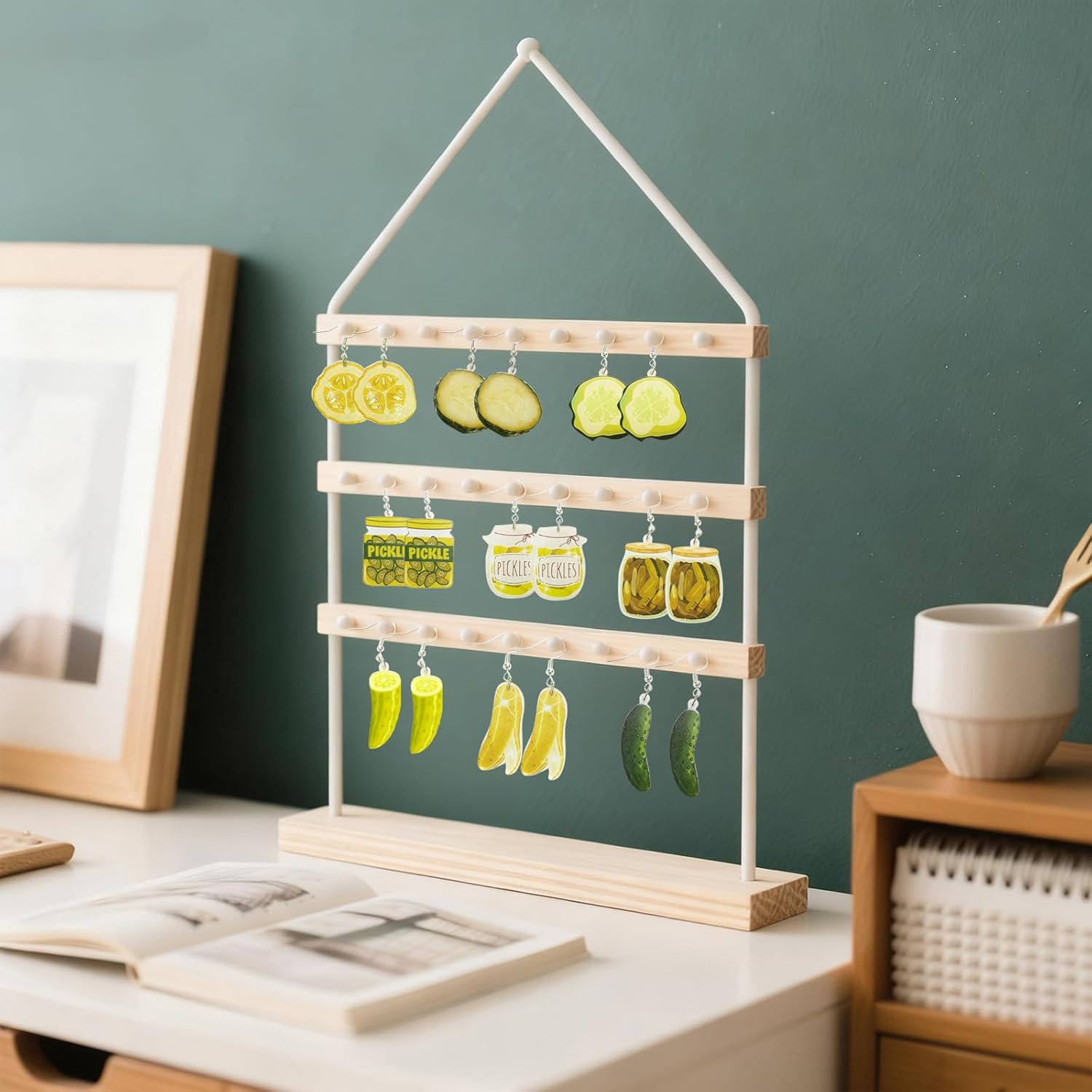 Cute Jewelry Earring Set, 9 Pair Pickle Earrings with Stud and Hook Acrylic Dangle Designs, Whimsical Pickle Themed Gifts, Funny Novelty Earrings for Women, Playful Accessories for Daily Wear - Image 6