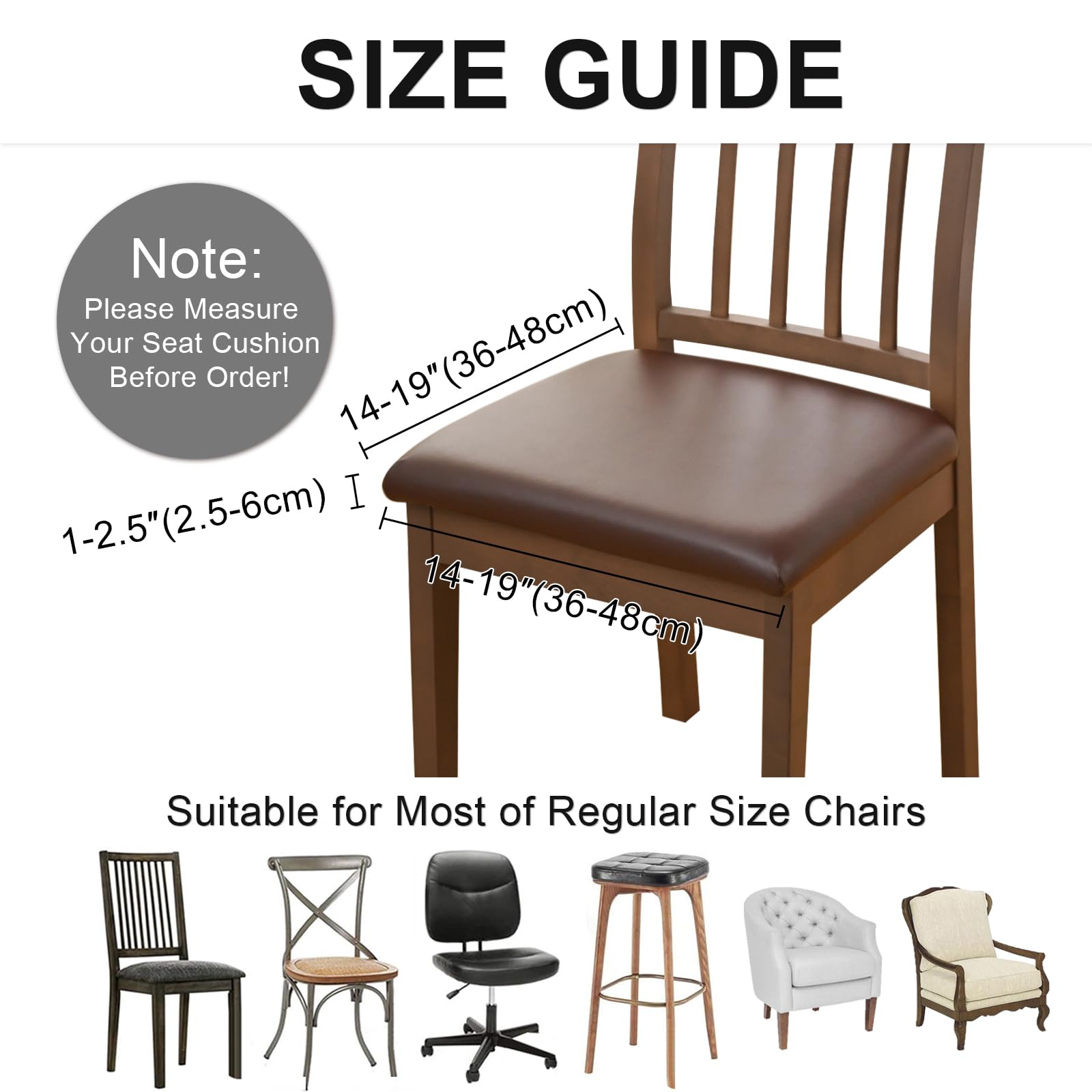 Alishomtll Juego de 4/6 fundas de asiento para sillas de comedor, fundas de piel sintética, impermeables, fundas de asiento extraíbles con hebilla de fijación para comedor, oficina, escritorio de