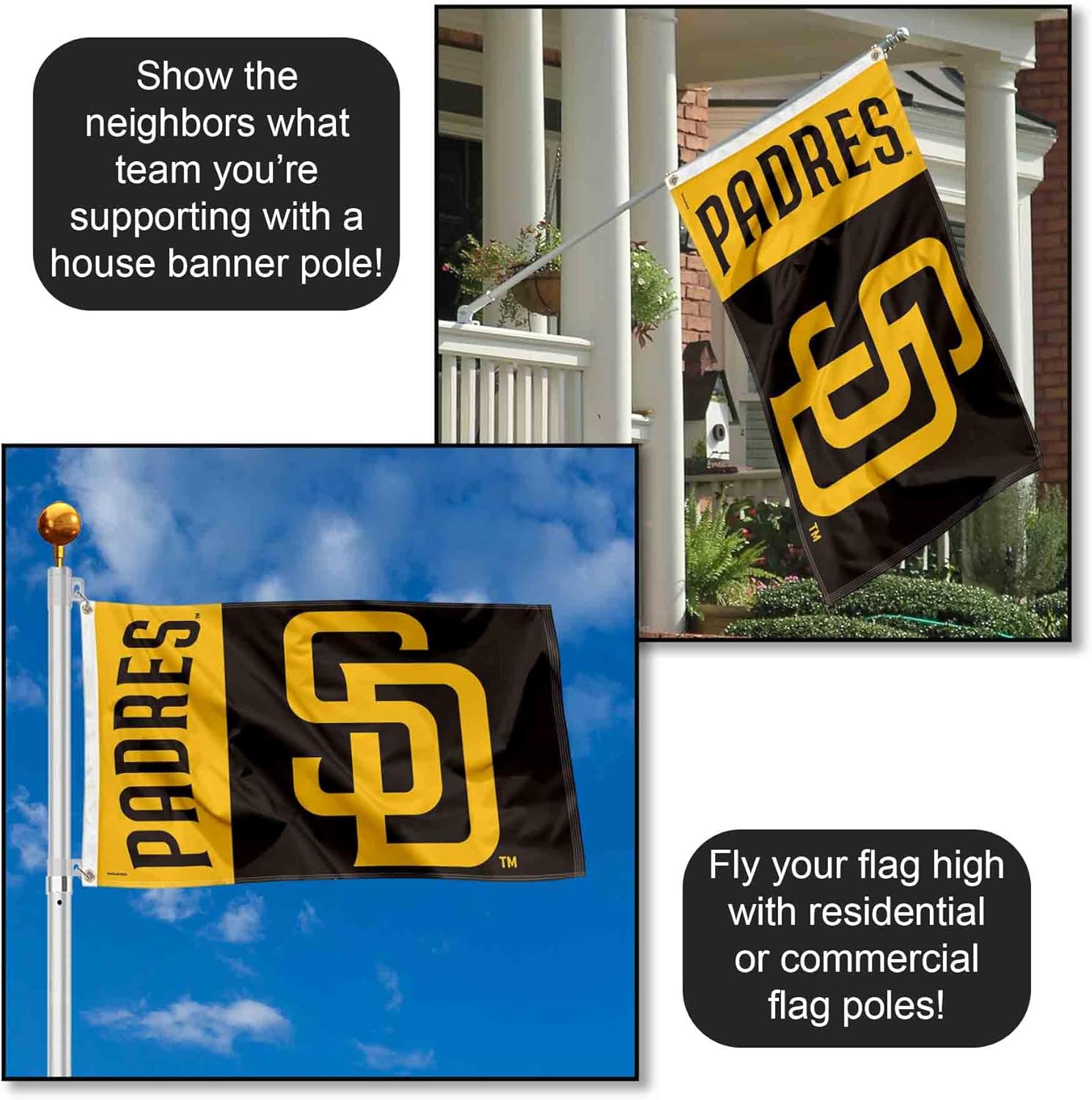 San Diego Padres 3x5 Foot Grommet Flag - Image 3