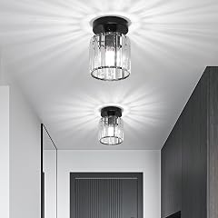 Goeco 2 Pack Crystal Ceiling Light Modern Industrial Semi Flush Mount Ceiling Light Fixtures E26 Black Indoor Lighting