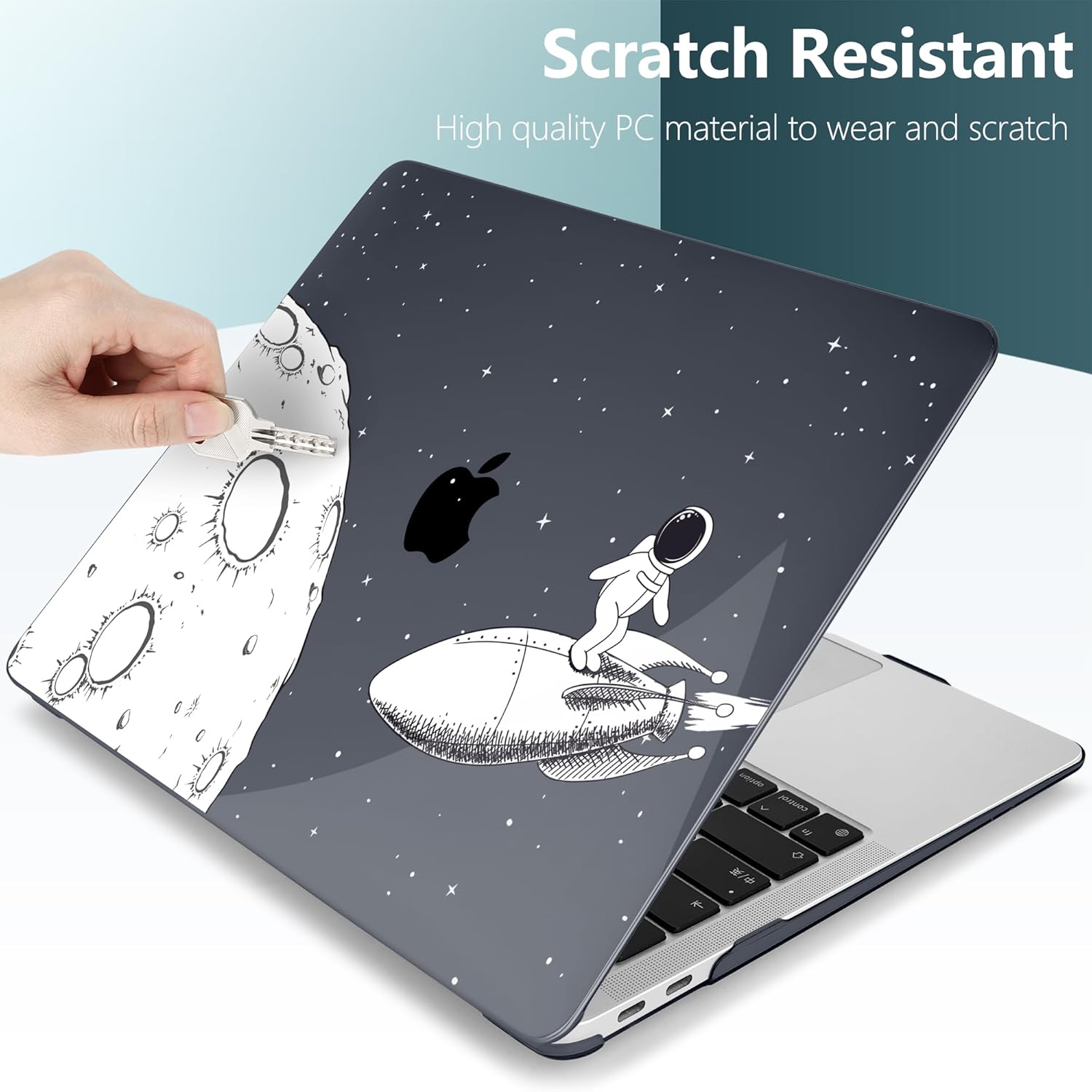TWOLSKOO for MacBook Air 13.3 inch Case 2021 2020 2019 2018 Release M1 A2337 A2179 A1932 with Touch ID, Plastic Hard Shell Case & Keyboard Cover & Type C Adapter, Flying Astronauts - Image 3