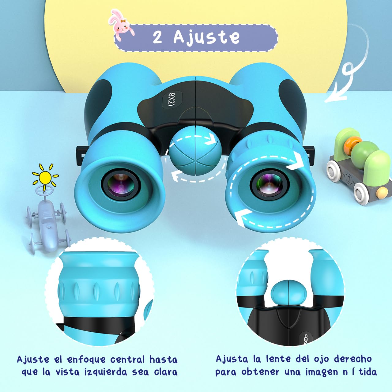 Prismaticos Niños 8x21 con Guía de Aves, Binoculares Juguetes Juego Niños Regalos de Cumpleaños - Ideal para Birdwatching, Regalo Familiar y Educativo