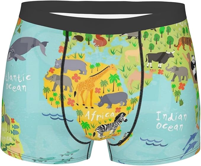 Amazon Co Jp ボクサーブリーフ メンズ ボクサーパンツ 世界 地図 英語 動物 おしゃれ 男性 下着 パンツ 下着ボクサー ボクシングパンツ 3d 立体成型 のフィット感 前閉じ 吸水速乾 抗菌防臭 肌着 ストレッチ ファッション