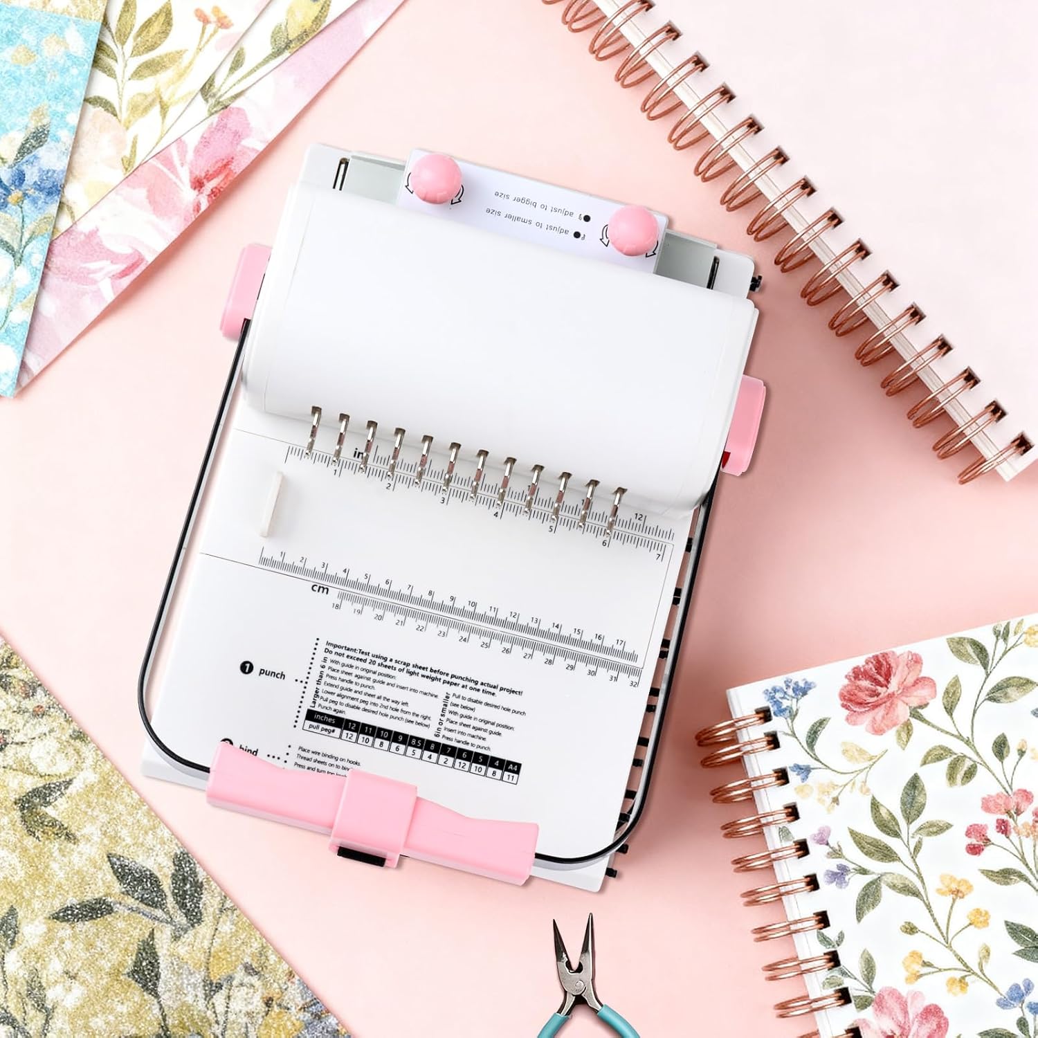 Cinch Book Binding Machine with Slide Ruler Compatible with Wire or Spiral Coils, Make Professional Thick Books,Notebooks,Calendars and More