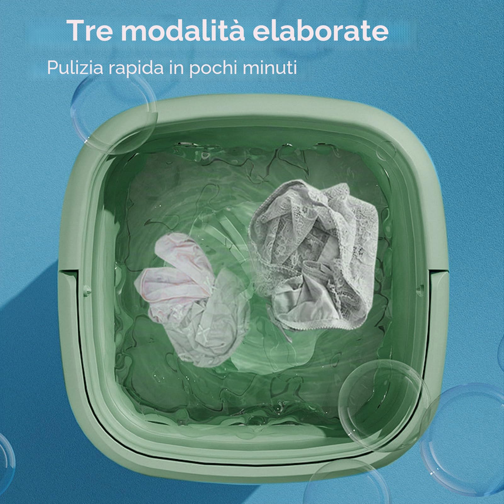 Mini Lavatrice, Lavatrice Portatile Pieghevole con Cestello di Scarico, Lavatrice di Grande capacità con 3 modalità per Campeggio, Camper, Viaggi, Appartamento da 100 (Verde)