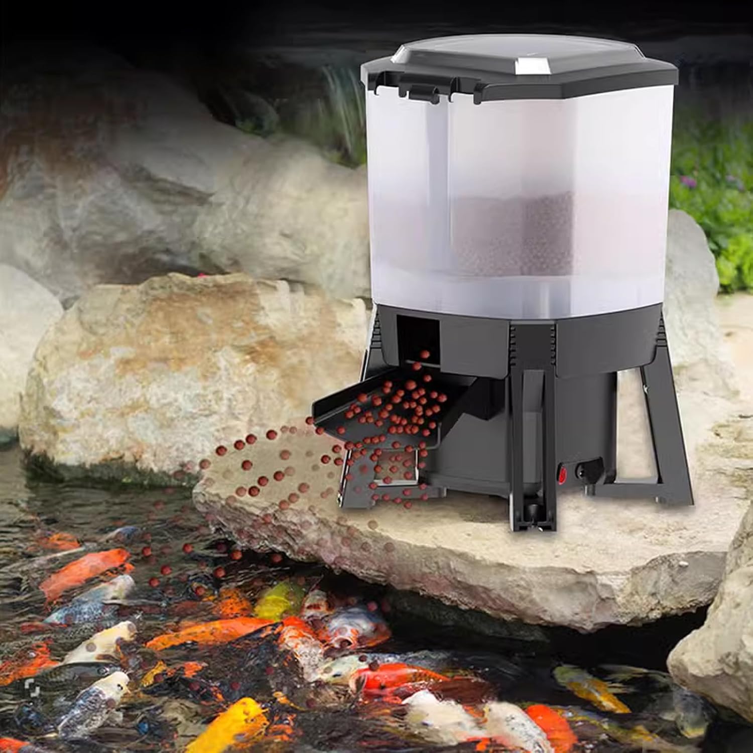Adjustable Solar Automatic Aquarium Feeder Timed Fish Tank Pond Digital Food Dispenser Large Capacity