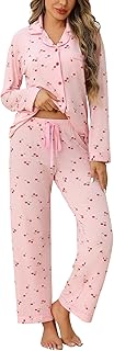 Button Up Pajamas for Women Long Sleeve Shirt and Pajama Pants Lounge Sets S-XXL