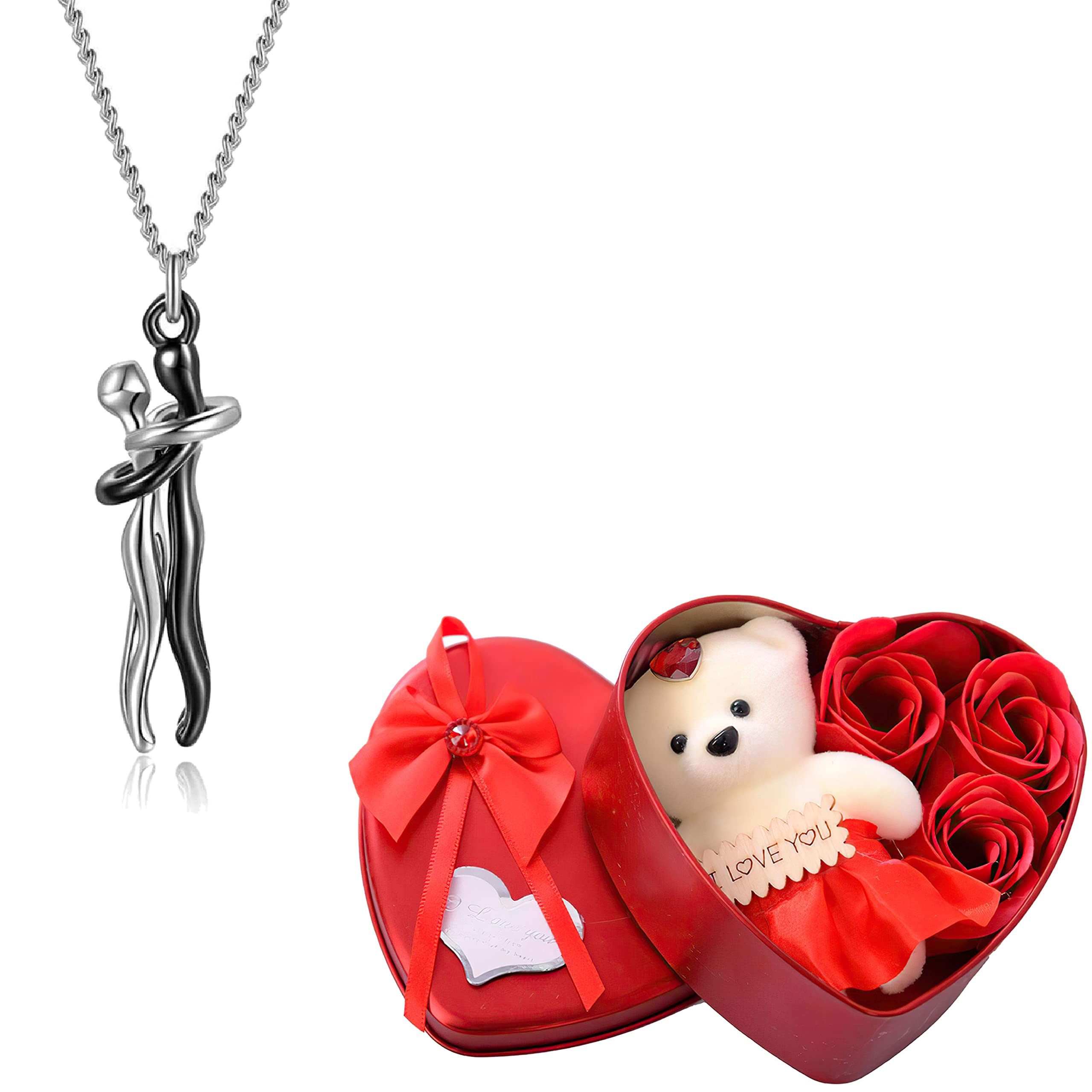 Fashion Frill Valentine Gift For Girlfriend Silver Hug Pendant Silver Chain Necklace For Women Girls With Heartbox with Teddy Love Gifts Valentines Day Gifts (B0BSNDKYCZ) Amazon Price History, Amazon Price Tracker