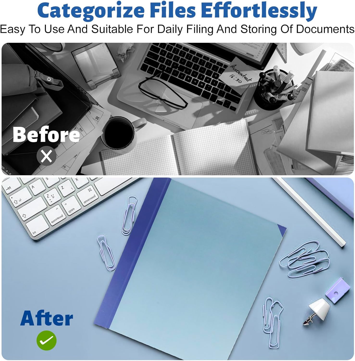 Document Organizer,Folio Folders with Pockets,File Organizer for Paper,Important Documents, Expanding File Folder for Office and School,in Case I Go Missing Binder(Blue,2In Thick)