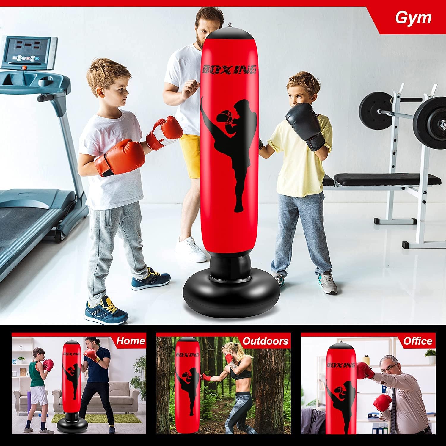 NONZERS Inflatable Kids Punching Bag, Fitness Punching Bag for Kids, Freestanding Standing Boxing Bag for Children Adults Bounce-Back Action for Play, Boxing, Karate, Anger Management : Sports & Outdoors