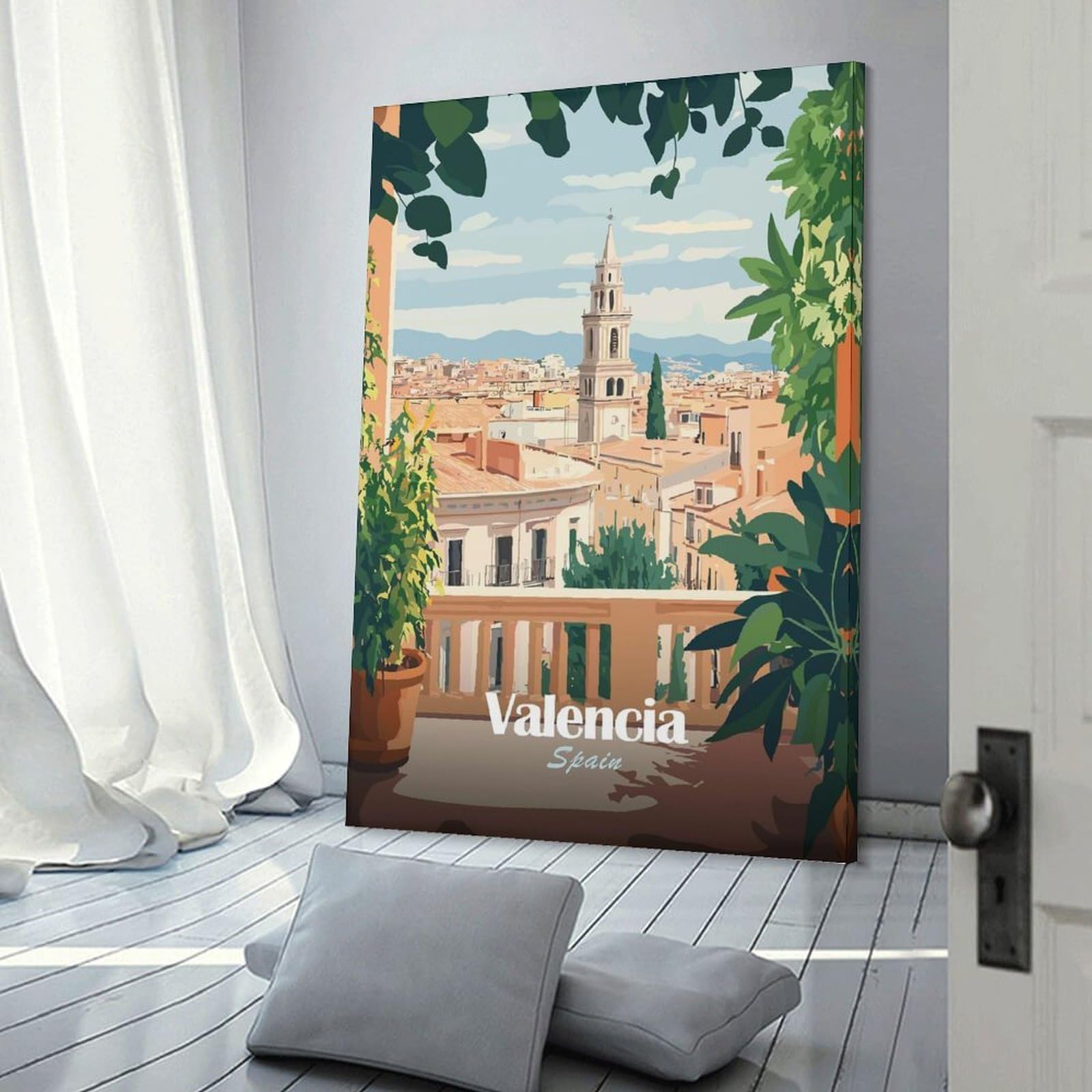 Junmoney Canvas Wall Decor Valencia Cityscape (2), 20x30inch(50x75cm), for Gallery Wall Decor And Room Displays, An Easy Match for Collected Prints