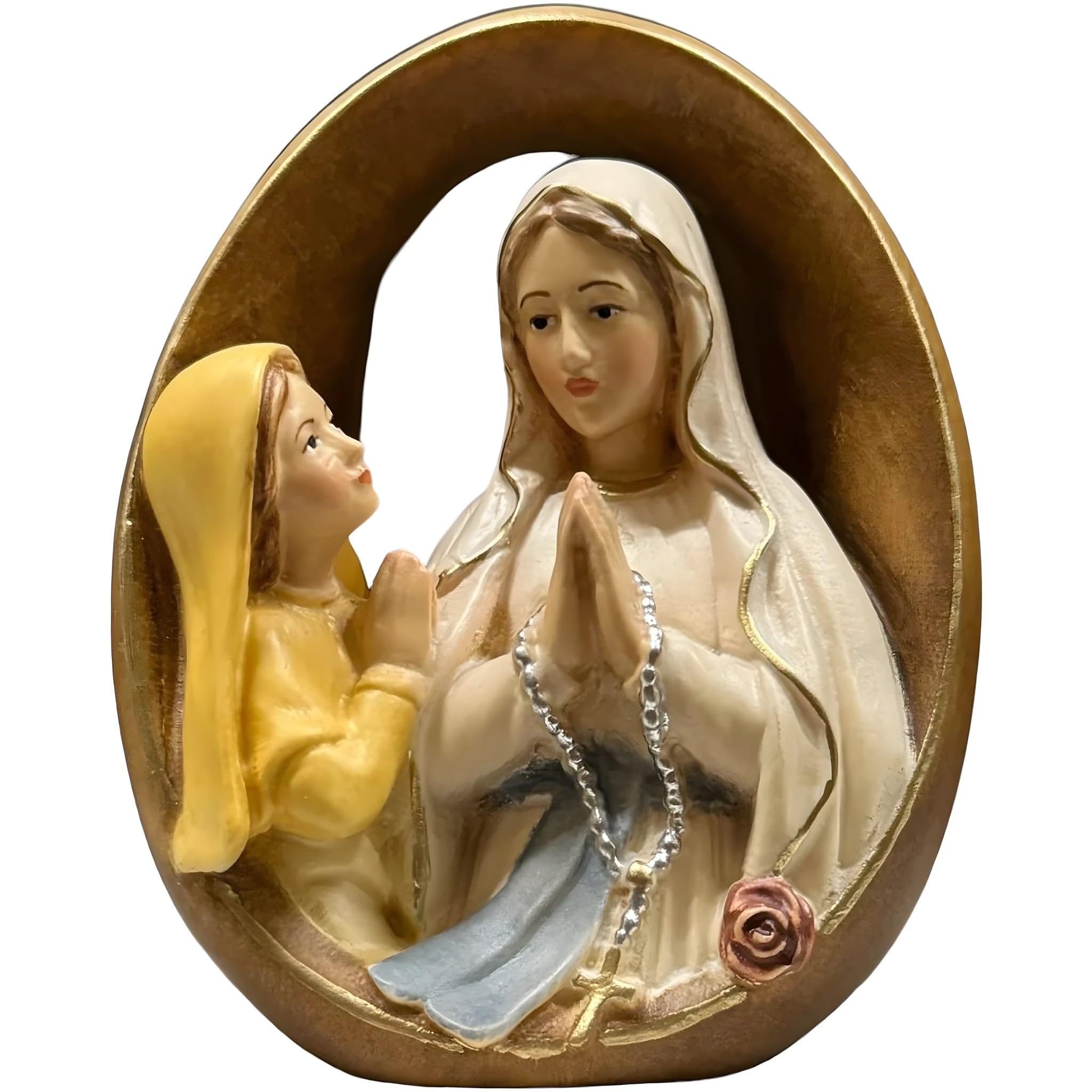 Vierge en relief Lourdes bois Bernadette figurine crèche artisanale émotion et foi