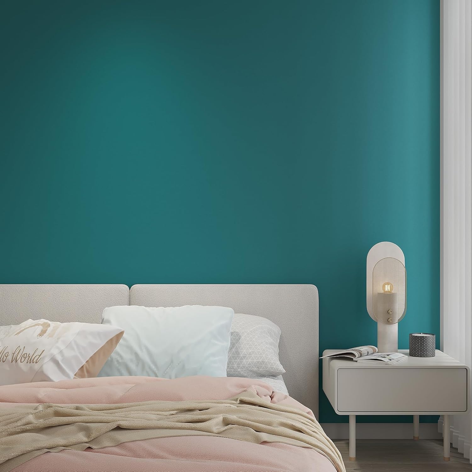 Livelynine 24x394 Solid Color Peel and Stick Wallpaper Teal Green Contact Paper for Cabinets Locker Refrigerator Vinyl Wrap Cover Self Adhesive Removable Wall Paper for Bedroom Bathroom Classroom RV