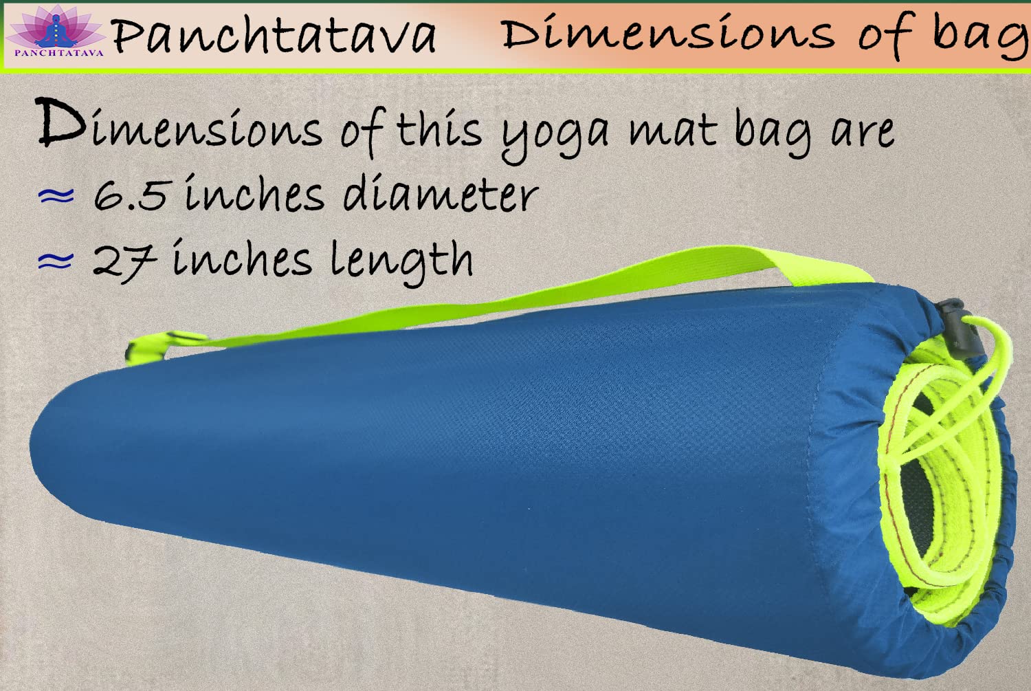 Panchtatava Teal Dori Lock Fabric Exercise Mat Carry Bag Cover ONLY with Broad Shoulder Strap 2