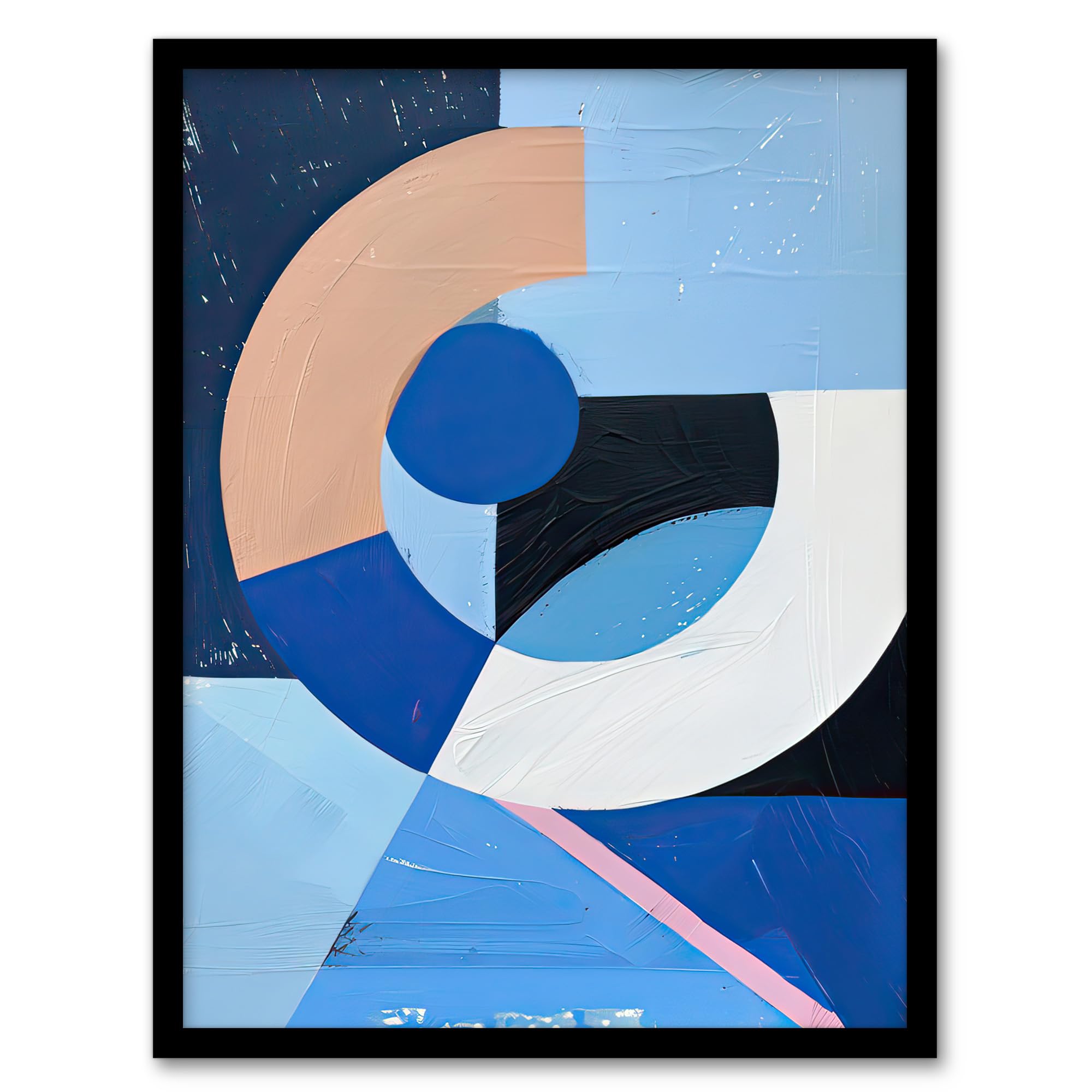 Artery8 Blue Bauhaus Inspired Modern Artwork Painting Living Room Artwork Framed Wall Art Print 18X24 Inch