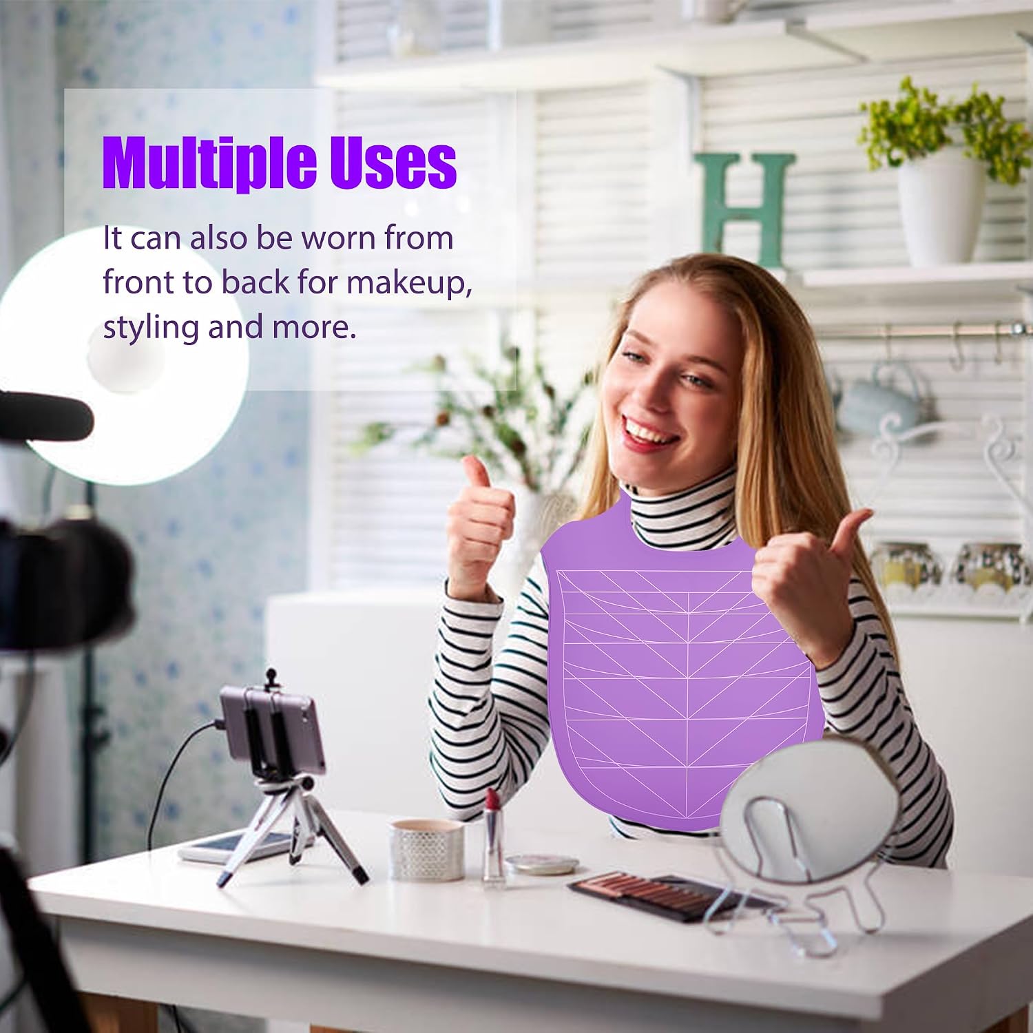 Hair Dye Collar, Salon Hairdressing Hair Cutting Cape, Styling and Hair Cutting Salon Supplies, Waterproof Silicone Neck Guard, Perfect for Home and Professional Hair Coloring (Purple)