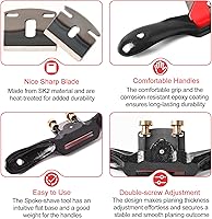 Vista 3 de Juego de Cepillo Curvo Ajustable 2 piezas Cepillo Curvo 4 piezas Cuchilla de Metal y Lima de Madera de 4 Vías, Cepilladora Manual con Base Plana