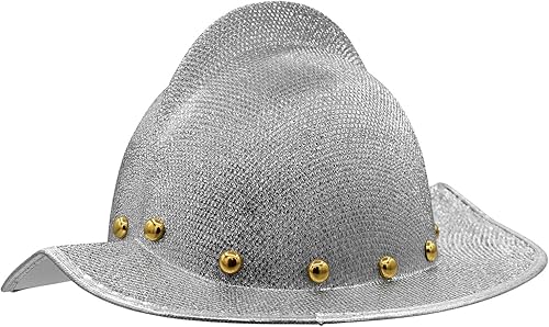 Vista 4 de Nicky Bigs Novelties Casco de conquistador plateado para adultos, sombrero medieval de caballero Morion para cosplay, Halloween, teatro