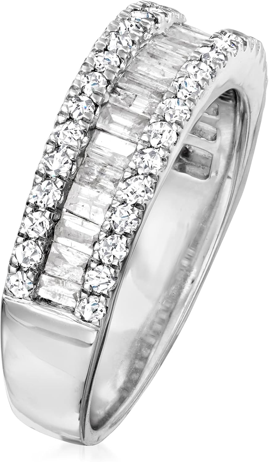 Ross-Simons 1.00 ct. t.w. Baguette and Round Diamond Ring in Sterling Silver. Size 10 - Image 3