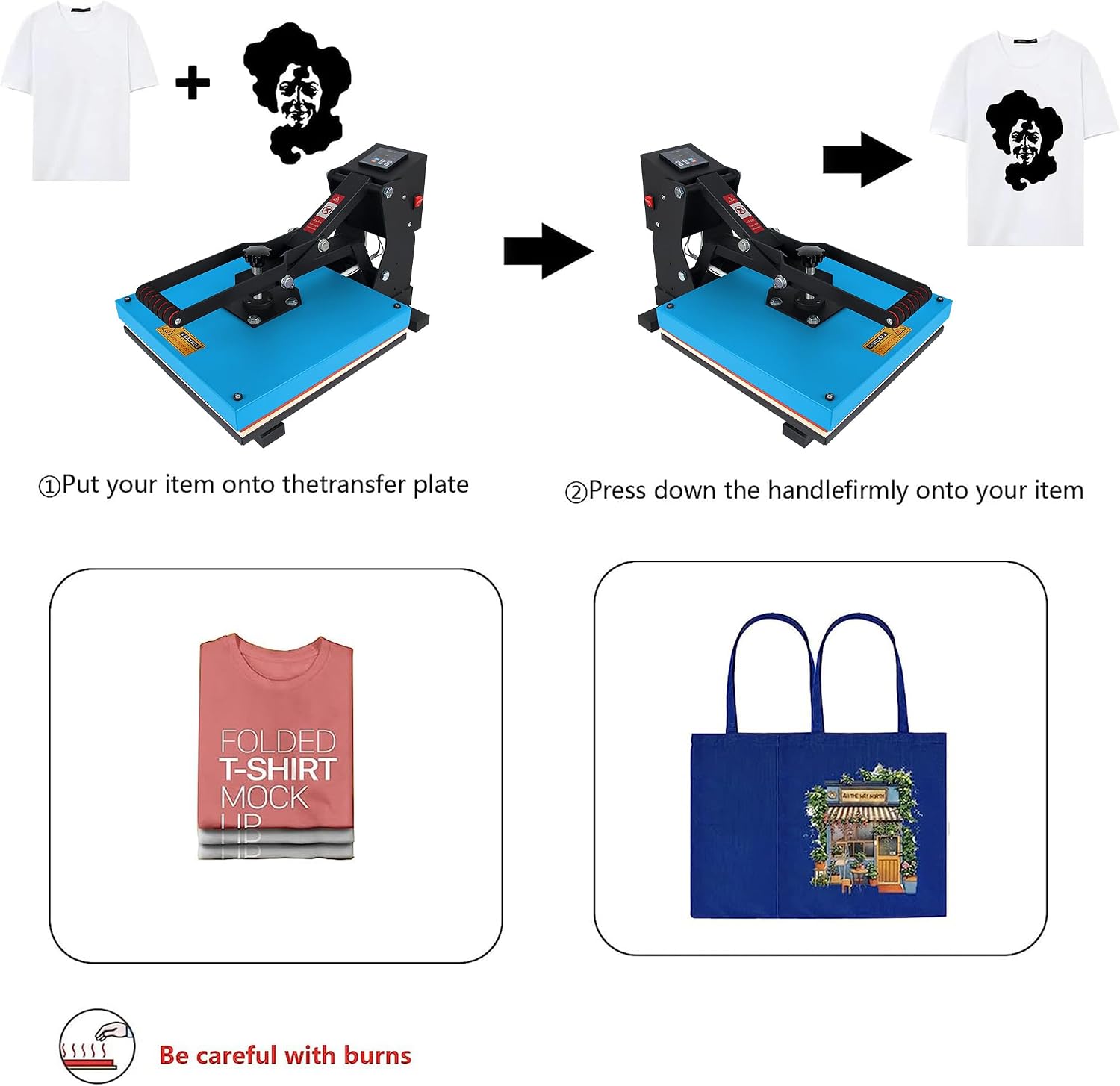 Heat Press Machine with Slide Out Drawer 15x15 Inch for T-Shirt with Digital Control Panel Industrial Sublimation Printer High Precision Hot Press Heat Transfer Machine Home Use, Blue