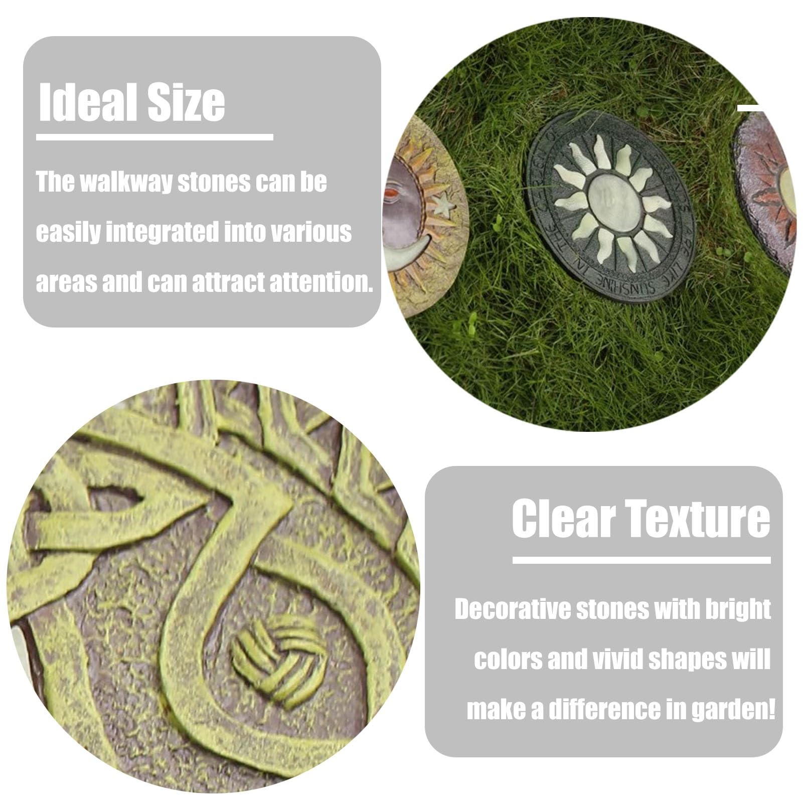 Kit de piedras de paso de estilo romano, 6 piezas, piedras de jardinería de 26x2de jardinería de 26x26 cm para pasarela/camino al aire libre, piedras decorativas de jardín que pueden brillar
