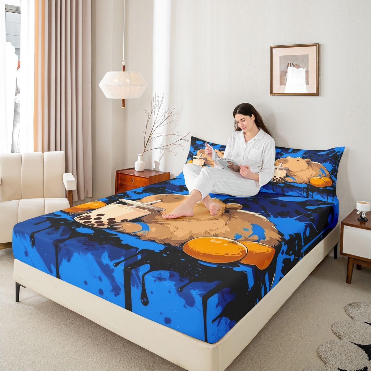 Erosebridal Cute Capybara Bed Sheets Full for Girls Boys Kids