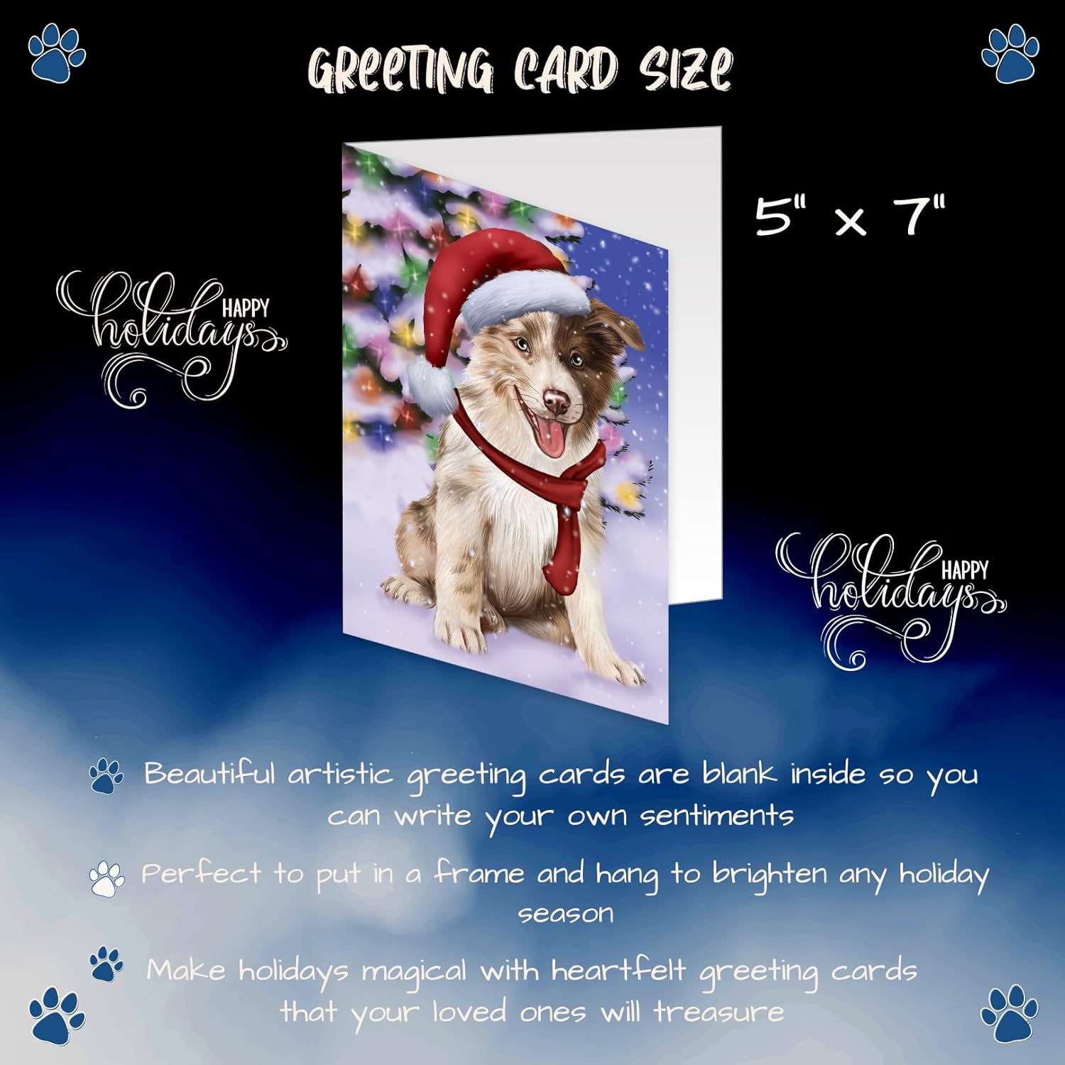 Winterland Wonderland Border Collie Dog Greeting Cards - Adorable Pets Invitation Cards with Envelopes - Pet Artwork Christmas Greeting Cards GCD64124 (10 Greeting Cards)
