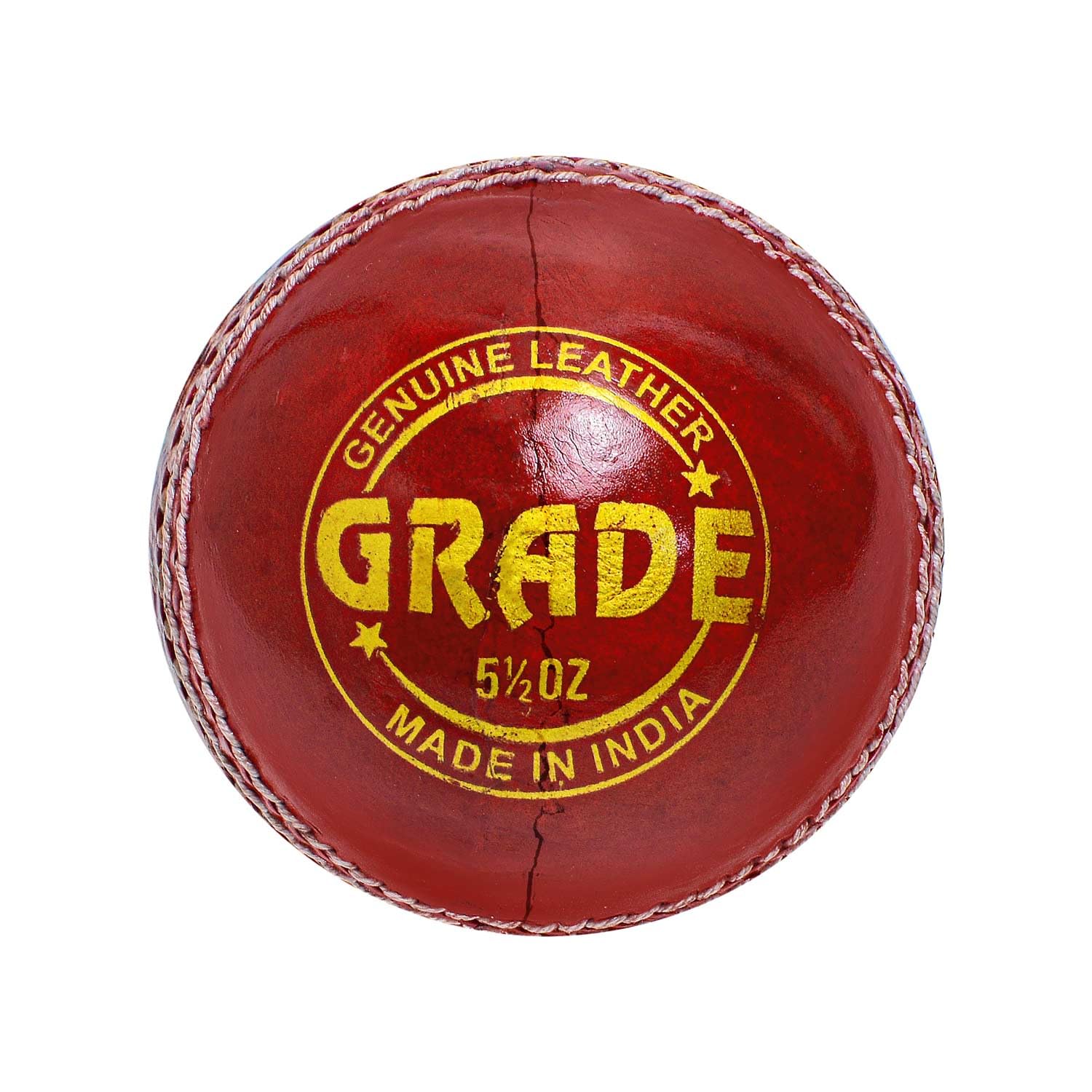 DSC Grade Cricket Leather Ball - Premium Alum Tanned, Four-Piece Professional Match Ball - Standard Weight & Size (Red, 