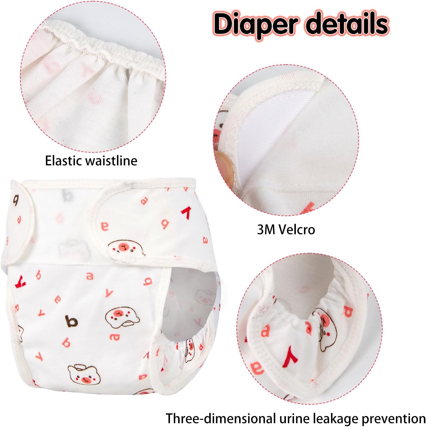 Reborn Baby Dolls Diapers 4-Piece Pack Fit for 17-24 inch Reborn Dolls,Realistic Newborn Baby Doll Clothes Reusable Washable