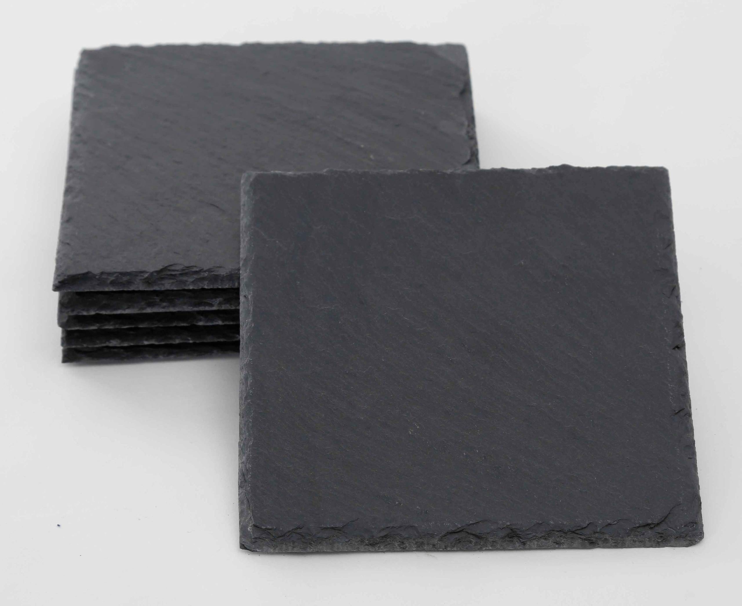 Novaliv 24x Schieferplatten I quadratisch I 15x15x0,5 cm I Telleruntersetzer Servierplatte länglich Sushi Teller Sushi Brett Dekoteller Schiefertafel