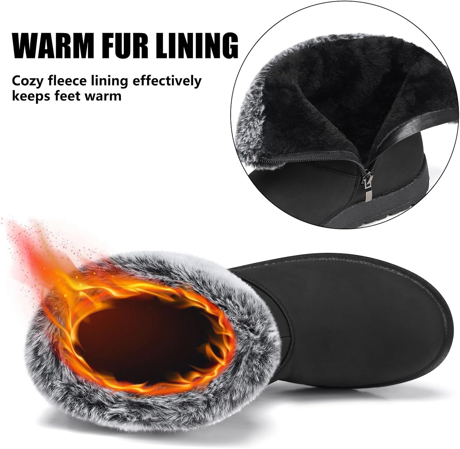 TEMOFON Women Winter Boots Waterproof: Fur Lined Ankle Booties, Wide Width Snow Boots, Warm Comfy, Walking Soft Winter Shoes Size 5-11 - Image 5