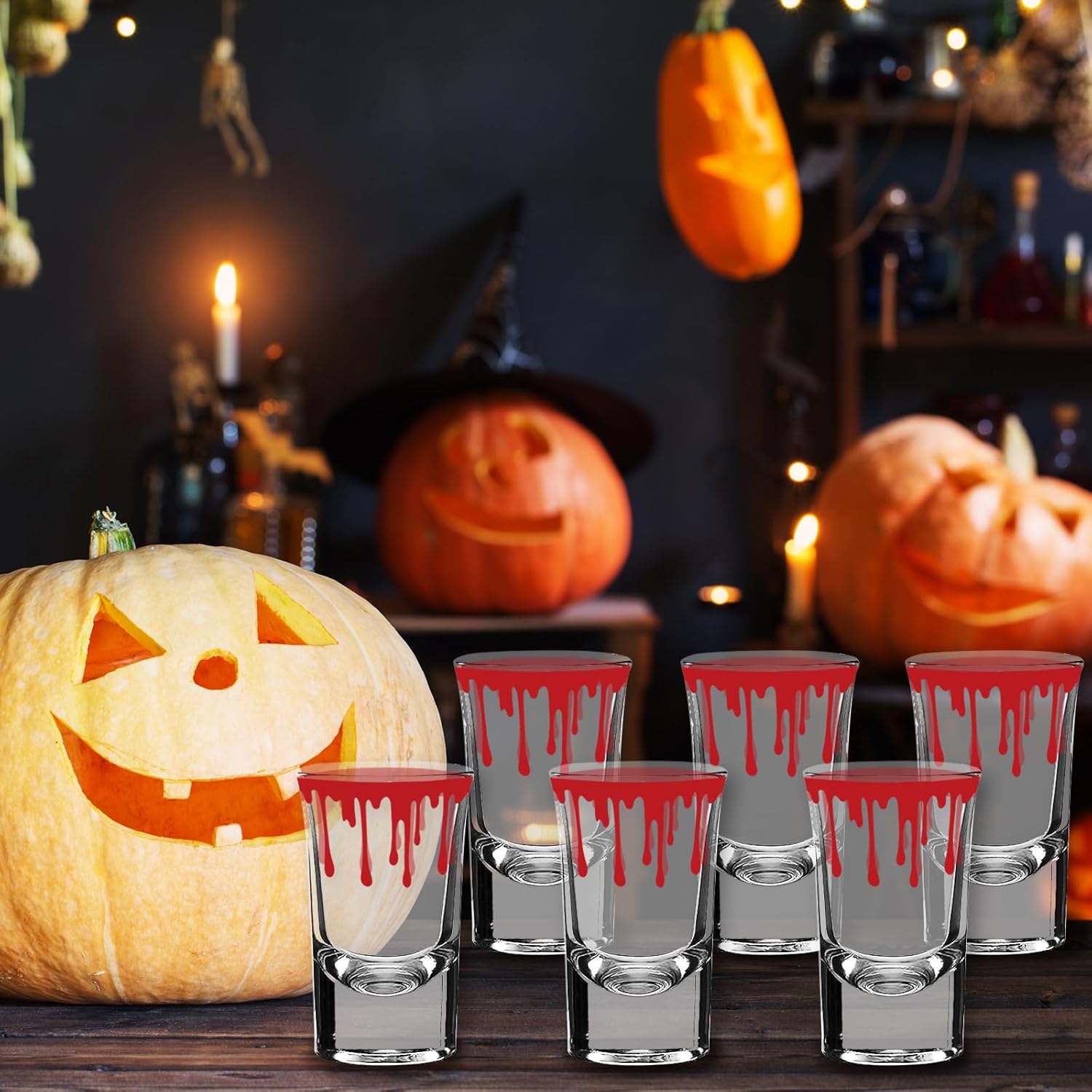 Whaline 6 Pack Halloween Shot Glasses Blood Splattered Drinking Glasses 1.7oz Horror Bloody Small Glass Shot Cups Halloween Party Cups for Bar Drinkware Supplies Halloween Party Decoration - Image 7