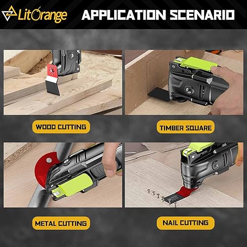 Miniatura 7 de Litorange 20 piezas multiherramienta universal profesional de maderametalplástico, hojas de sierra de liberación rápida de titanio oscilante