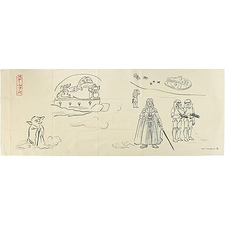 Amazon Co Jp 丸眞 手ぬぐい Star Wars スターウォーズ 浮世絵風 アミダラとr2 D2 綿100 日本製 ホーム キッチン