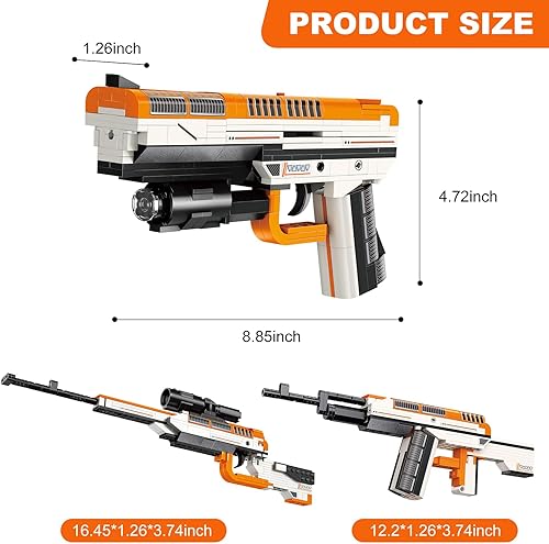 Miniatura 7 de Bloque de construcción de armas, kit de modelo 3 en 1, bloques de construcción de pistola DIY puede lanzar, 272 piezas de bloques de construcción de