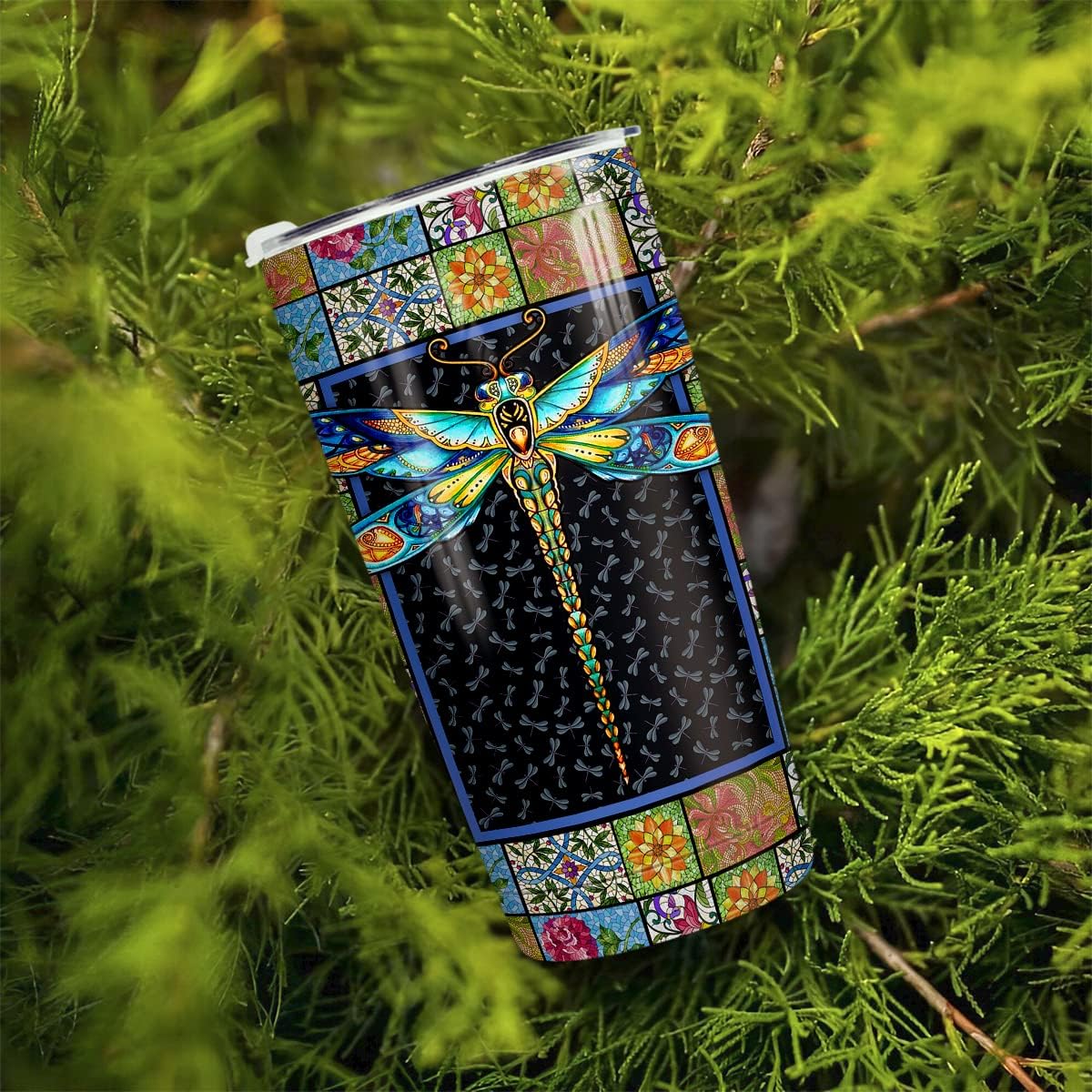 winorax Dragonfly Tumbler Stainless Steel Insulated 20oz Cup Mosaic Drawing Style Coffee Travel Mugs Tumbler With Lid Inspiration Gifts For Women Girls Christmas Birthday Gift - Image 5