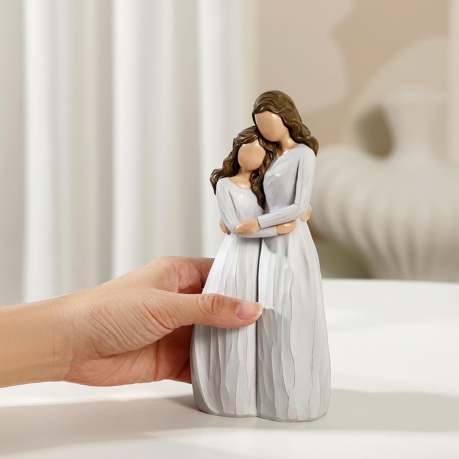 Warm Hug Mother's Day Figurine Figurines, Solid Resin Mother and Daughter Figure Figures Gifts for Mom Christmas Home Decor Statue Ideas Keepsake Statues,Luxury Gift Box with Ribbon &Card-7.7''