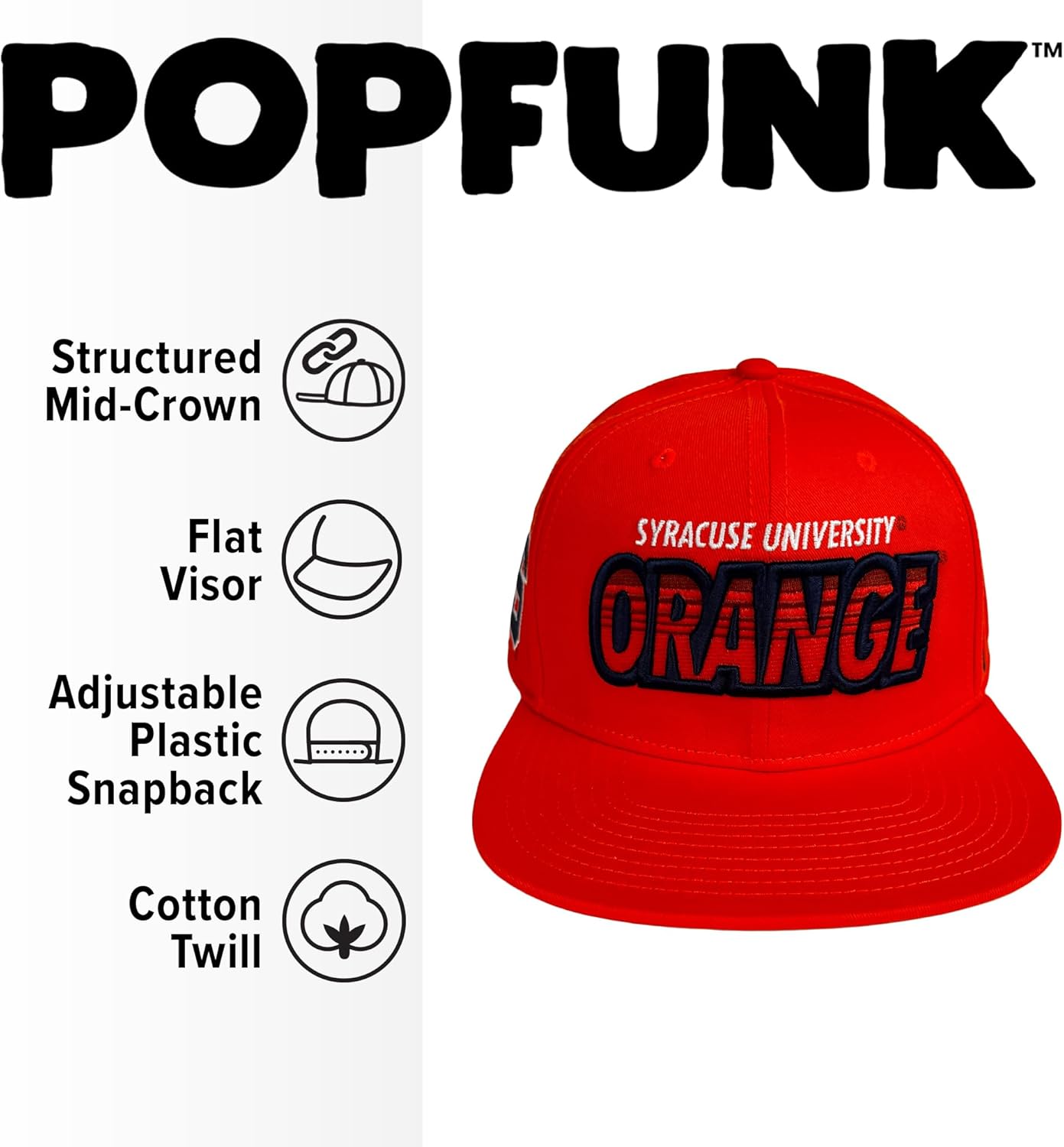 Official Collegiate Adjustable Snapback Flat Brimmed 6 Panel Hat - Gradient Team Collection