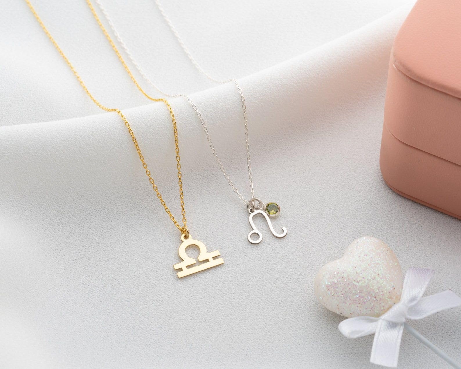 Piccolo zodiaco collana con pietra portafortuna delicato oro oroscopo Sterling forma astrologia Festa della Mamma Natale anniversario compleanno