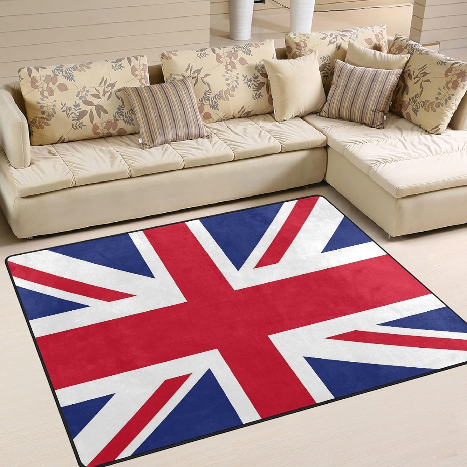 USHIRUG Union Jack British Flag Rug,100x150cm, Modern Indoor Large Area Rugs, Premium Quality Uk Themed Non-Slip Carpet Soft Durable Easy to Clean Rugs for Home Living Room Bedroom Office Dining Room