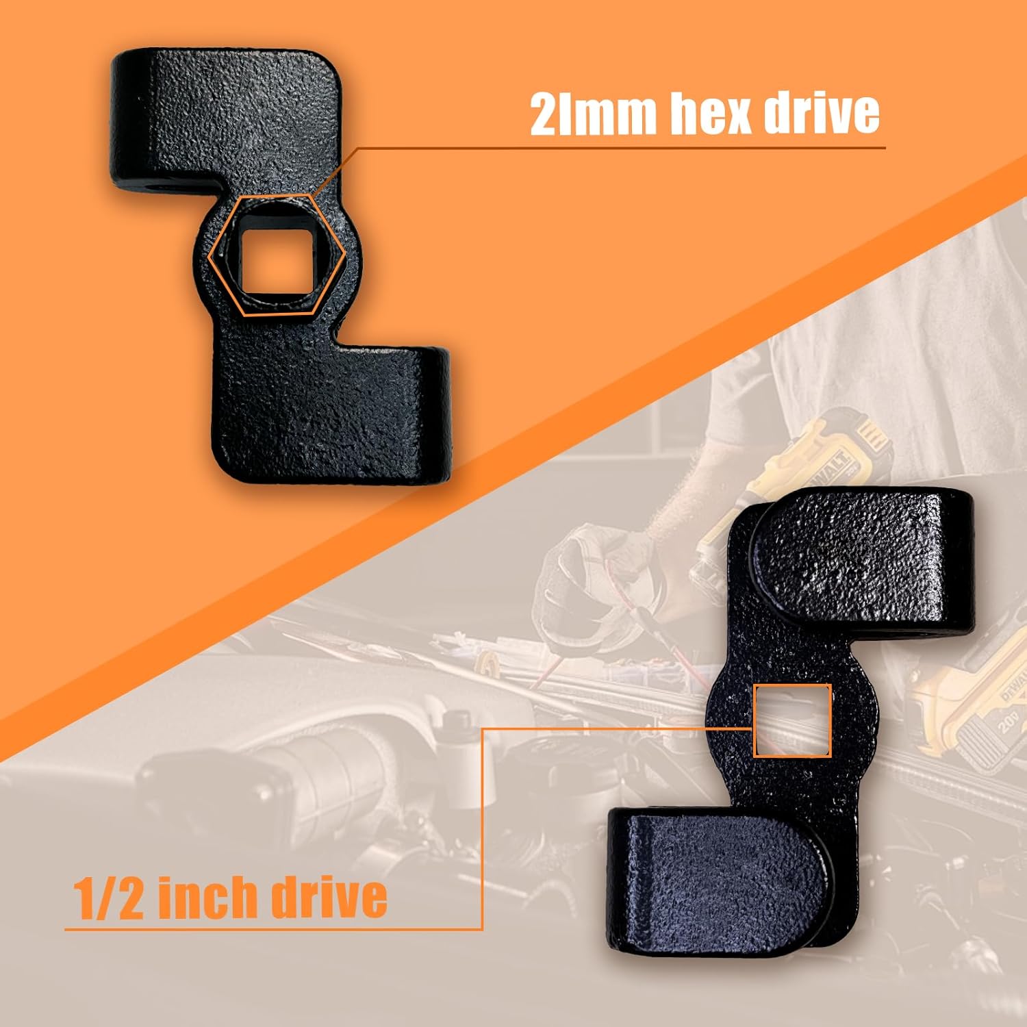 2 Pcs Wrench Extender Tool Bar Set for 1/2 Inch Drive Breaker Bars Universal Wrench Extension Adaptor Extend Wrenches Tool (Wrench Adapters)