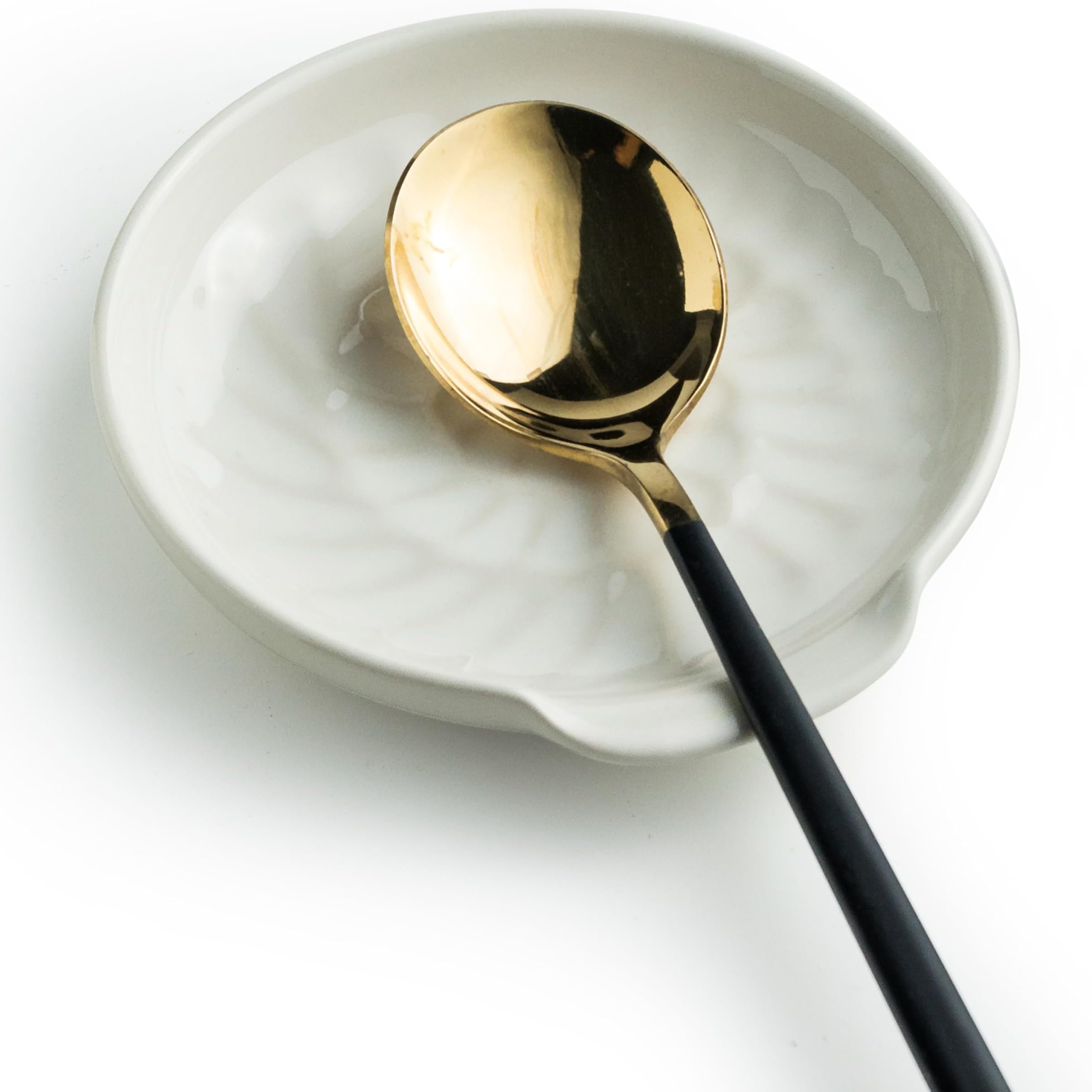 Checkered Spoon Rest, Porcelain Spoon Holder for Stove Top for Cooking Spoons