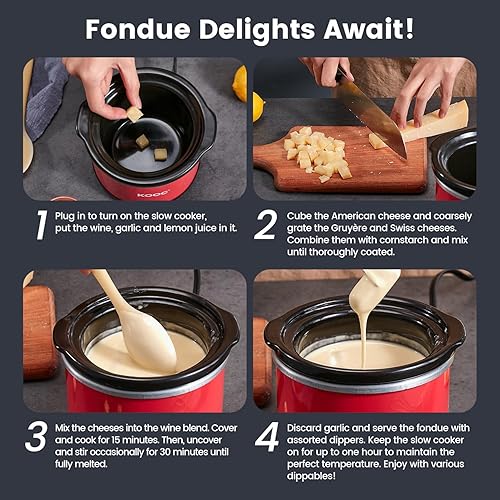 Miniatura 6 de KOOC Olla de cocción lenta pequeña, 0.65 cuartos de galón, incluye revestimientos gratuitos, olla de cerámica mejorada, reducción de la pérdida de