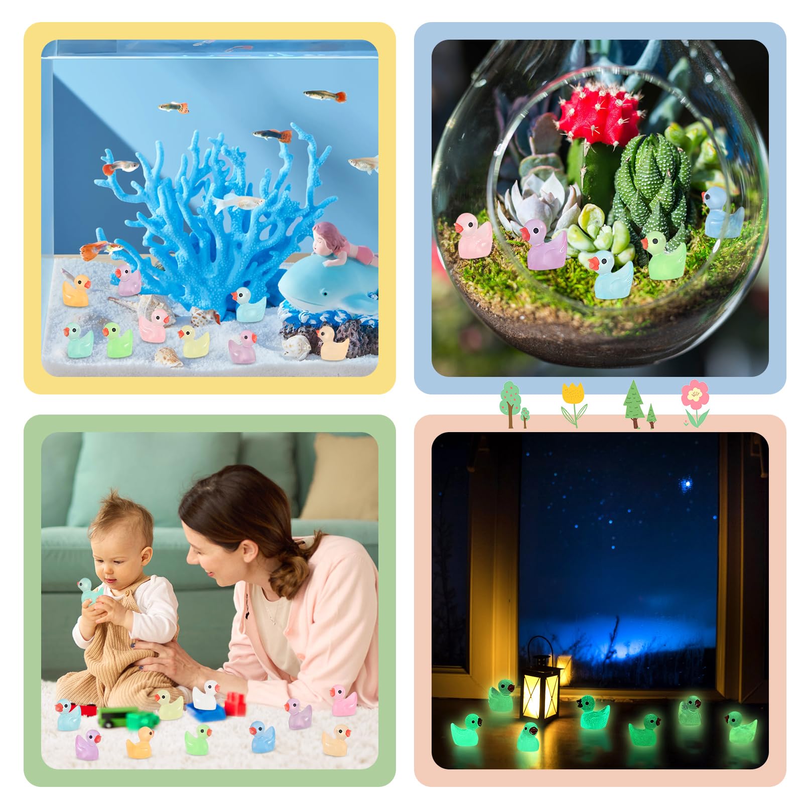 GADIEDIE 260 mini patos luminosos de resina, brillan en la oscuridad, para el hogar, juego de broma, decoración de casa de muñecas, decoración de acuario, paisaje en miniatura, adorno de bricolaje