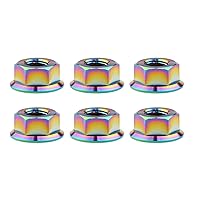 Vista 11 de Titanium DIN6923 M5 M6 M8 M10 M12 M14 M16 - Juego de 6 tuercas hexagonales (paso M8, 0.069 pulgadas, dorado)