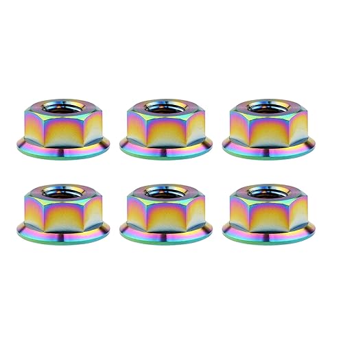 Miniatura 11 de Titanium DIN6923 M5 M6 M8 M10 M12 M14 M16 - Juego de 6 tuercas hexagonales (paso M8, 0.069 pulgadas, dorado)