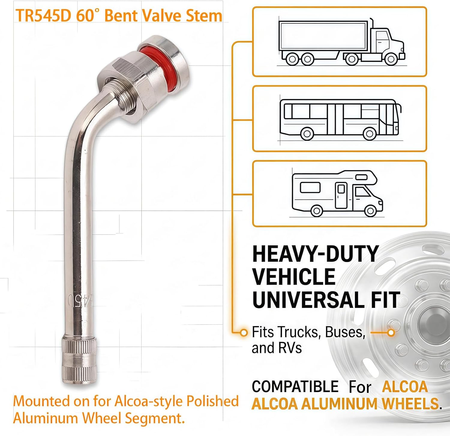 10 Pack TR543E Truck Tire Valve Stems Extension Clamp Heavy Duty 75 Degree Bend Clamp-in Tire Valve Stem Aluminum Wheels Fits 9.7mm Rim Hole Trucks Buses Motorcycle