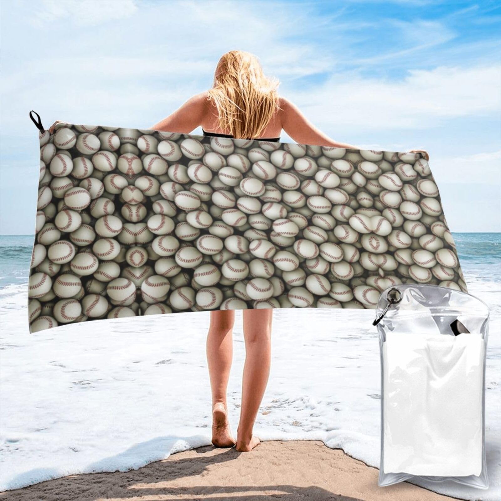 SDEGTHO Baseball Print Beach Towel Quick Dry Portable For Swimming Yoga Adults Fitness