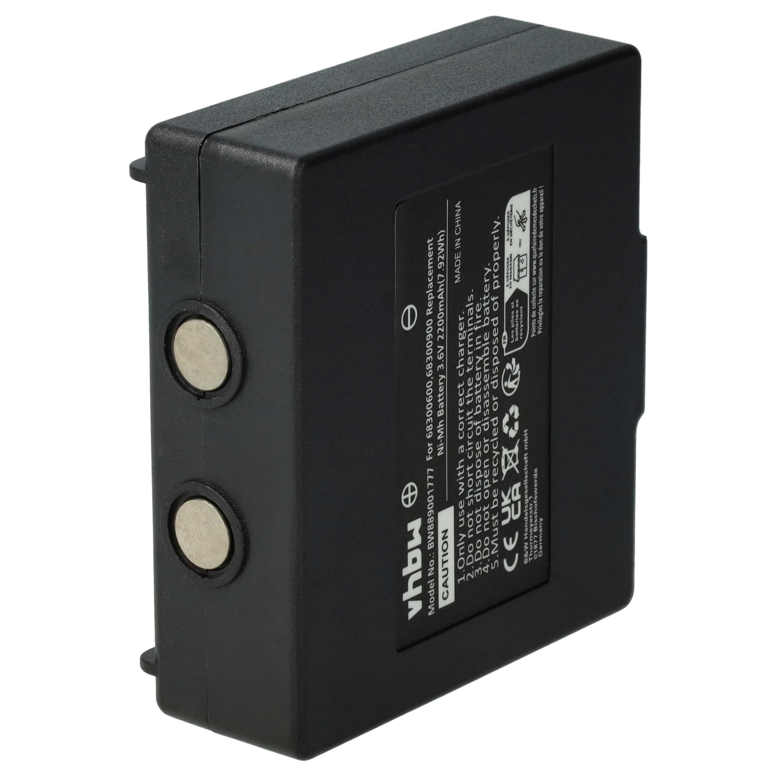 vhbw Akumulator kompatybilny z Hetronic Harris P7370, P5470, P7300, P7350 przemysłowy pilot zdalnego sterowania (2200 mAh, 3,6 V, NiMH) - czarny