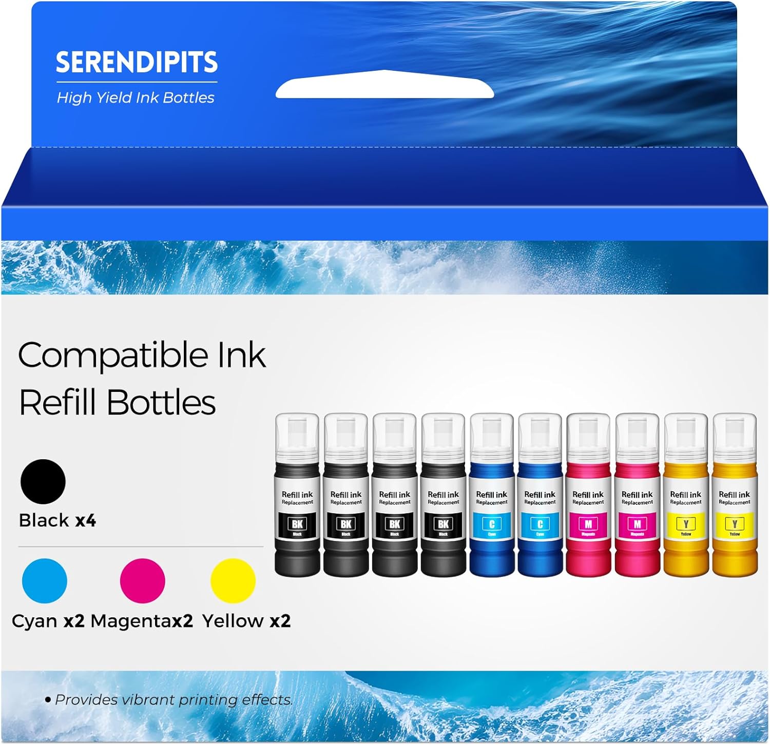 Ink Refill Bottles ET-2800 ET-4800 ET-2400 Replacement for Ink Refill Bottles for ET2400 ET2800 ET4800 ET-2803 ET-2720 ET-2840 ET-4700 ET4810 ET2803 ET2720 2800 2400 4800 Printer